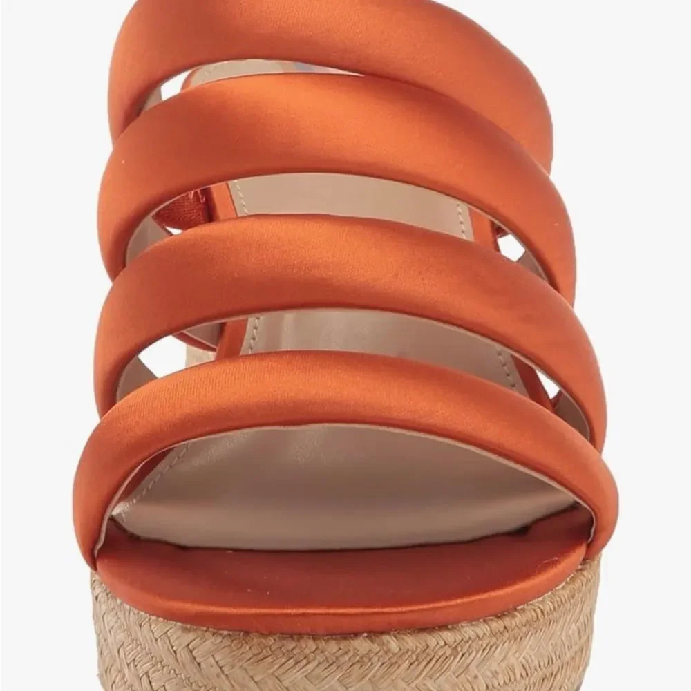 Sam Edelman‘s Yuki platform wedge heel size 7‎ satin orange NWT in pkg